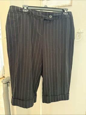 Avenue Black Pinstripe Capris
